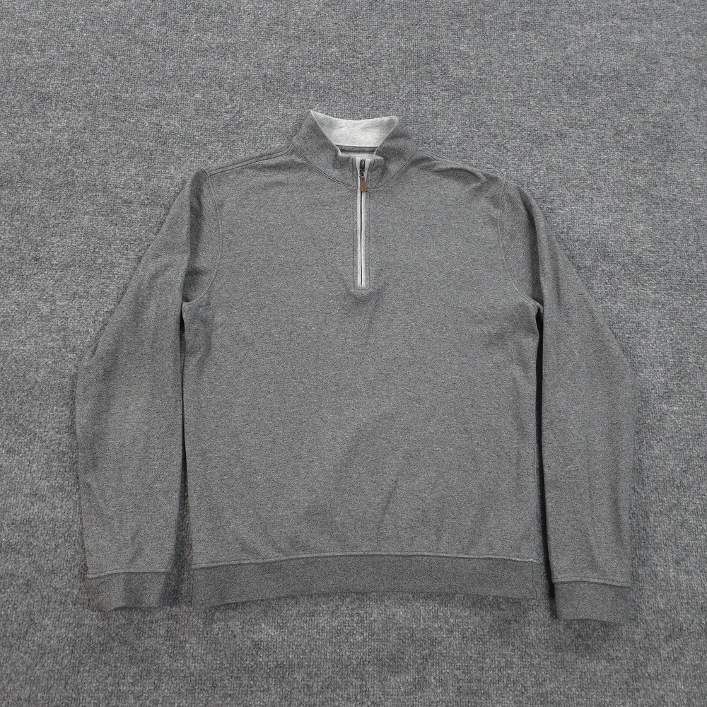 Johnnie O Sweater Mens Medium Gray Sully 1/4 Zip Mock Neck Pullover Casual Golf - Picture 1 of 11